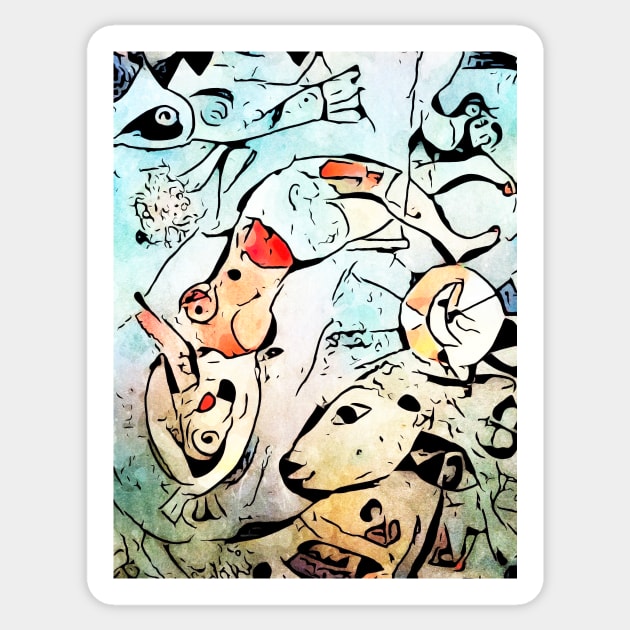 Miro meets Chagall (Blue Circus) Sticker by Zamart20